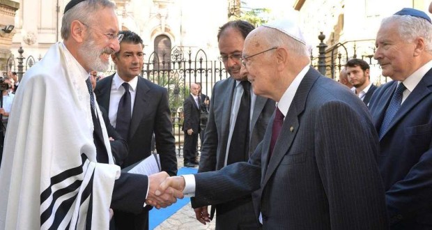 Il rabbino Di Segni con il presidente Napolitano