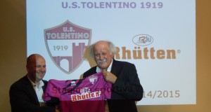 Mario Marinelli con il presidente del Tolentino, Fabio Mazzocchetti