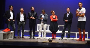 Zorzi sul palco del Feronia assieme (fra gli altri) a Giuliani, coach della Lube