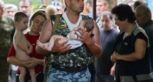 Un'immagine dei terribili momenti della strage di Beslan