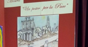 Uno dei poster esposti alla mostra per la pace