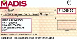 L'assegno della Madis in favore dell'Istituto Tacchi Venturi