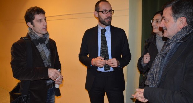 Lo scrittore Andrea Maggi con il direttore artistico Rapaccioni, il sindaco Martini e l'assessore Gregori