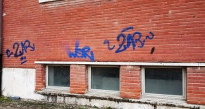 Le scritte comparse sul muro della "Luzio"