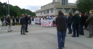 La protesta a sostegno dell'ospedale di San Severino