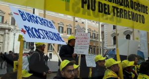 Un momento della protesta a Roma della Coldiretti