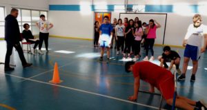 Una delle lezioni nella palestra delle Medie