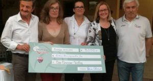 Cesare Martini e Loredana Agrifoglio ricevono l'assegno della donazione post sisma