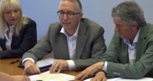 Da sinistra: Rosa Piermattei, Luca Ceriscioli e Giuseppe Pezzanesi