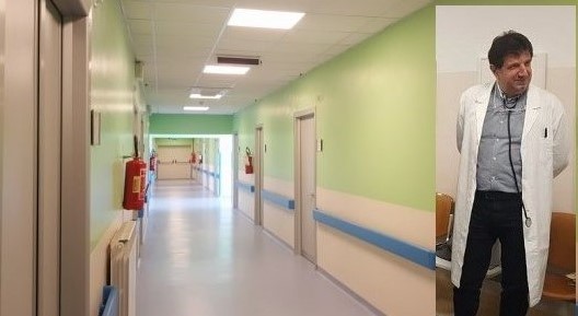 Ospedale di San Severino pronto ad accogliere altri pazienti: nel riquadro il dottor Giovanni Pierandrei, primario dell'U.O. di Medicina