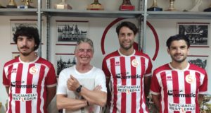 I tre nuovi biancorossi assieme a Sauro Orazi