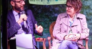 Francesco Rapaccioni con la scrittrice Di Pietrantonio