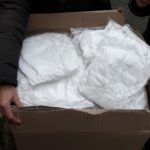 Una parte dei copriscarpe donati alla Casa di riposo