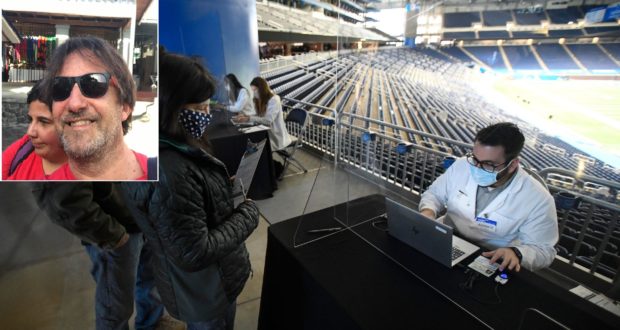 Lo stadio di Detroit e, nel riquadro, Guglielmo Audiberti