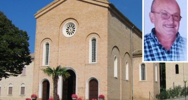 La chiesa di Taccoli e nel riquadro Bruno Montecchiari
