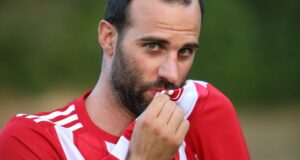 Montanari, autore del gol biancorosso