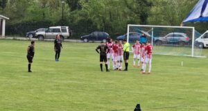 Un'azione della partita a Castelraimondo