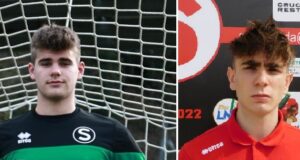 Il portiere Bartoloni e l'attaccante Farroni