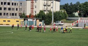 Settempeda-Aurora Treia, l'ingresso in campo delle squadre