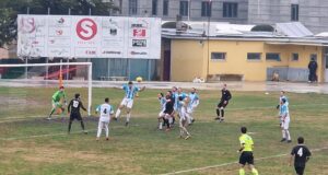 Un'azione di gioco della gara Settempeda-Trodica