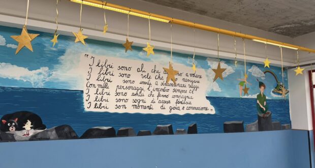 Uno dei bellissimi lavori che colorano la scuola di Cesolo