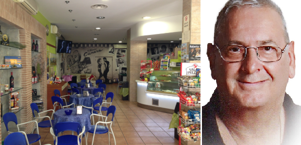 Orlando Dignani e un angolo del bar che portava il suo nome
