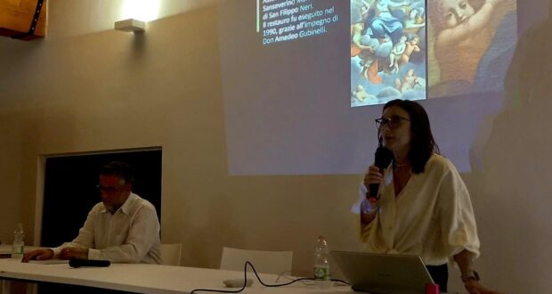 Michela Sacchi in una recente conferenza a San Severino