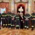 Il sindaco Rosa Piermattei assieme alla delegazione dei Vigili del fuoco